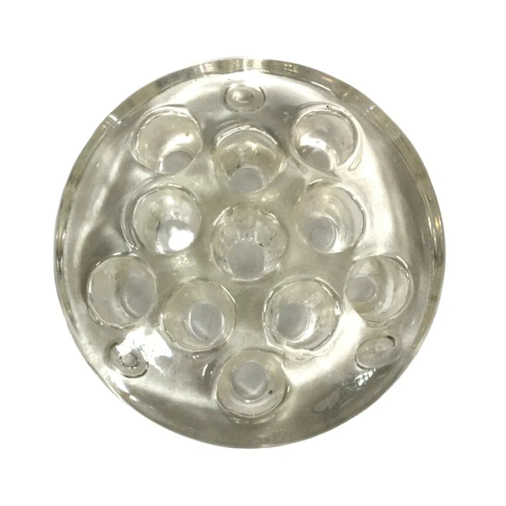 Vintage Clear Glass Flower Frog Domed Crystal 11 Holes 3